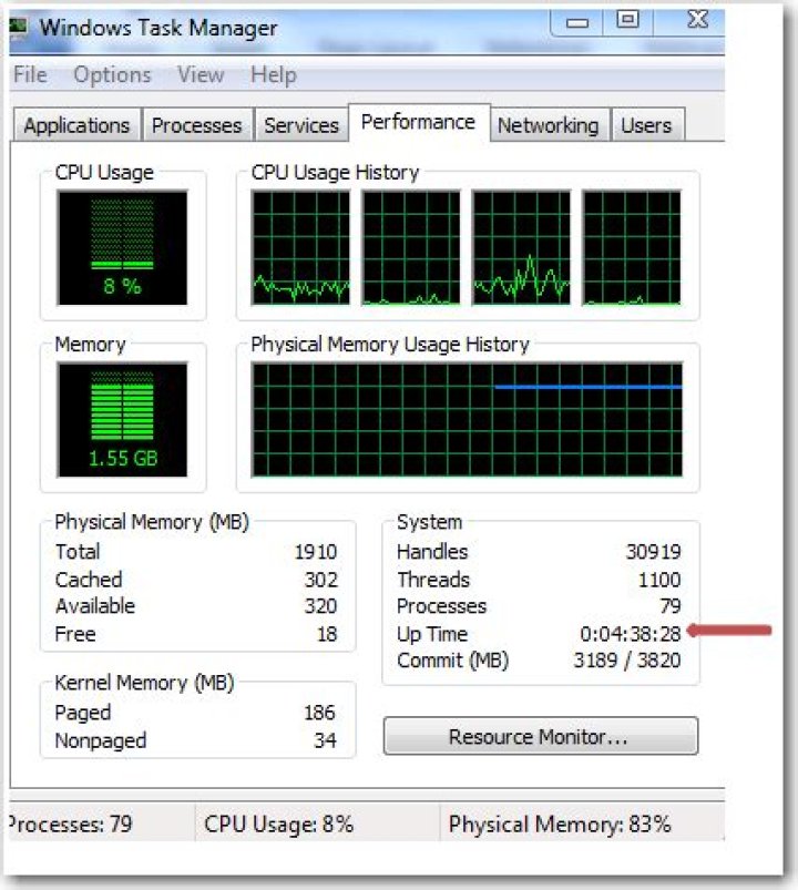 How can I tell when my computer was last rebooted?