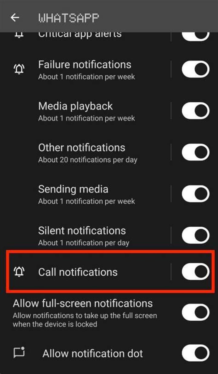 How do I get WhatsApp call notifications?