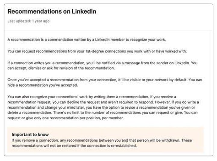 What is a good recommendation on LinkedIn?
