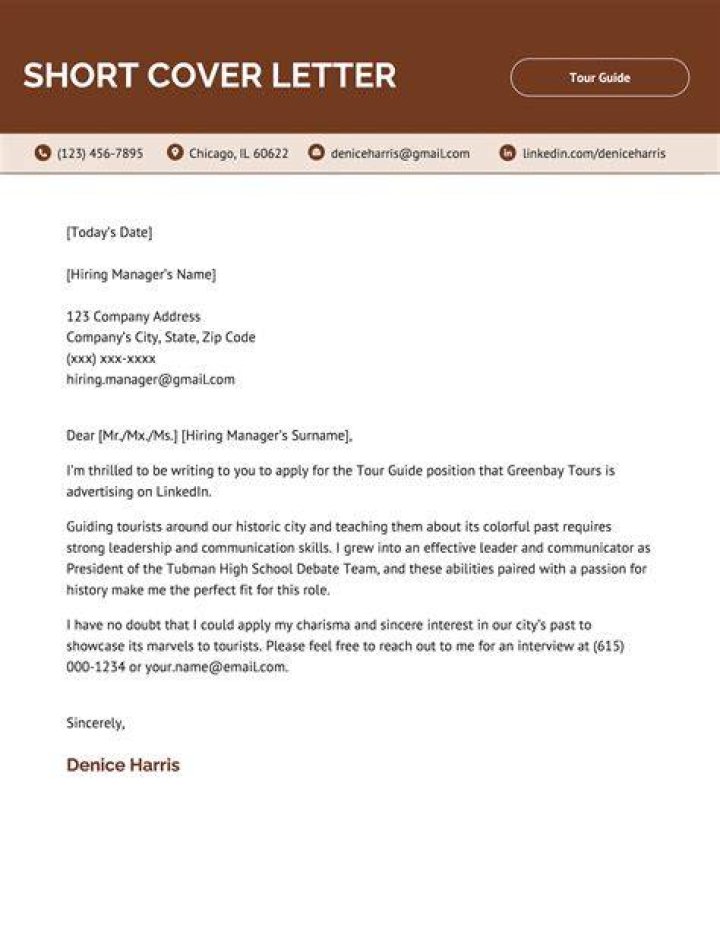 What is a short application cover letter?