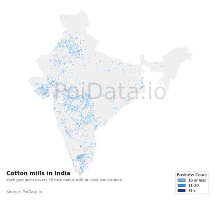Where is the highest number of cotton mills in India?