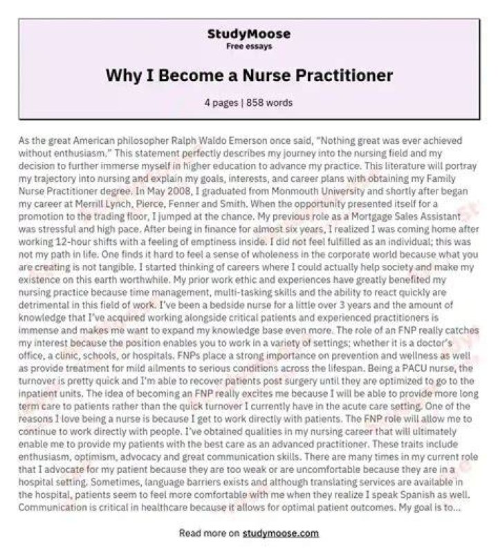 Why do I want to become a nurse practitioner?